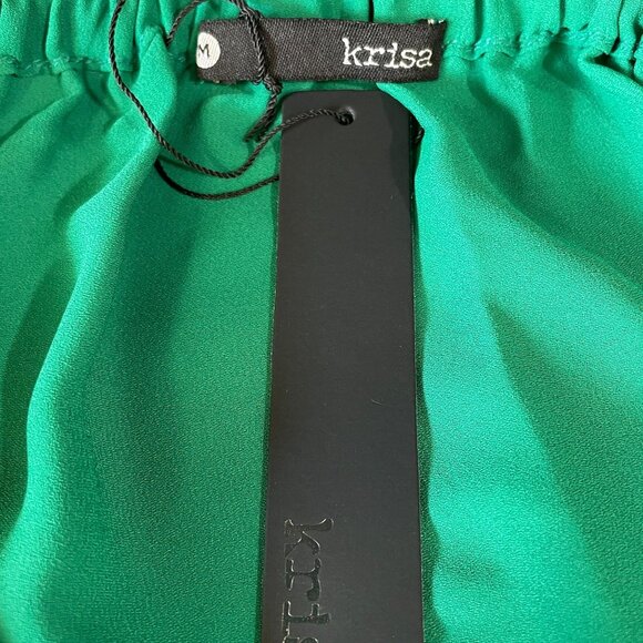 KrisA Emerald Green Off Shoulder Blouse M Boho Flowy Top Festival Cottagecore - Picture 3 of 9